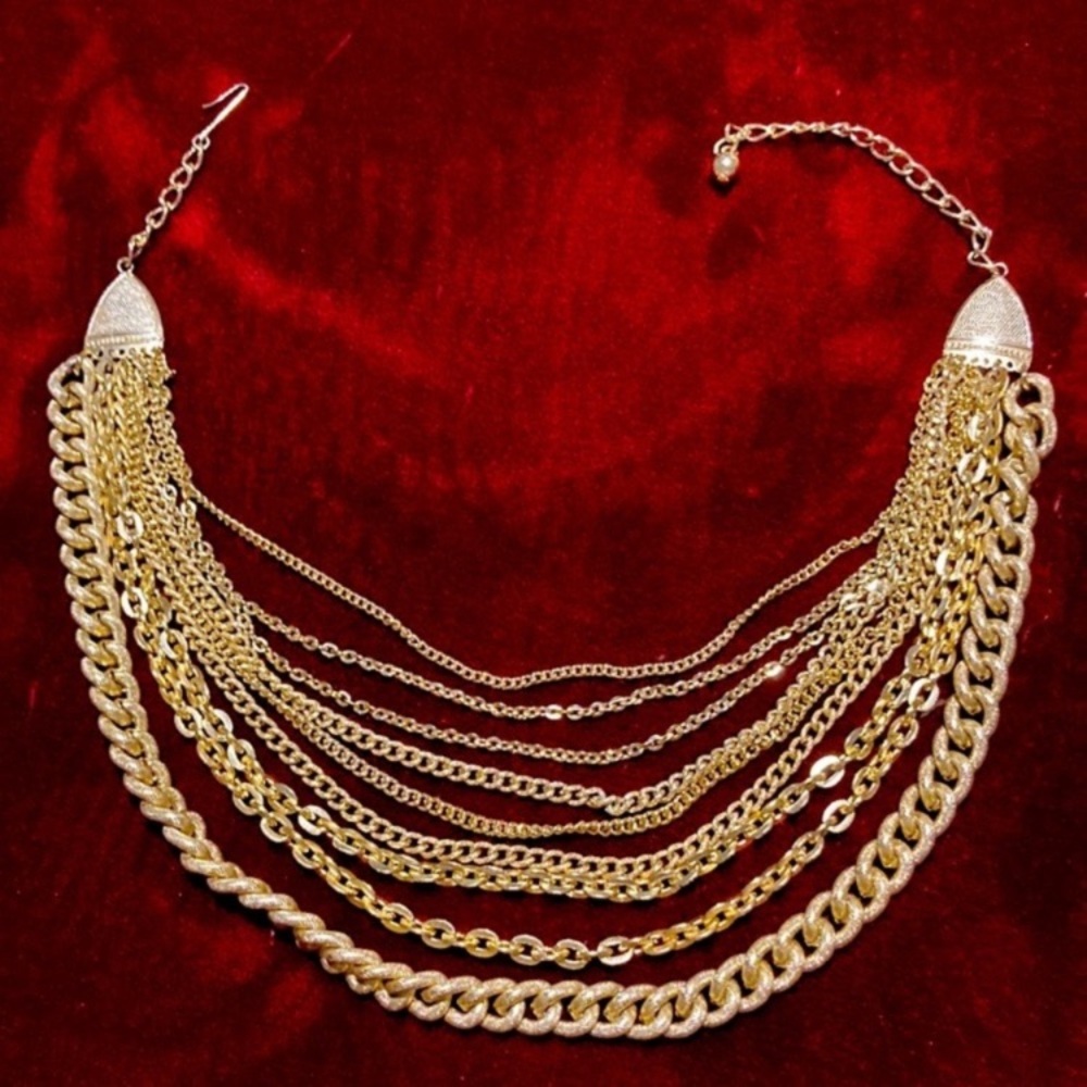 Vintage Multi Strand Gold Plated Aluminum W.Germany Necklace
